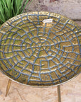 Chena Antiqued Metal Round Gold Side Table 44cm