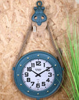 Nautical Wall Clock with Rope and Pulley