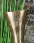 Luxury Bedi metal gold vase, premium swirl design, elegant tall decorative piece for home, stylish modern centerpiece by Maravi at brixbailey.com