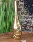 Luxury Bedi metal gold vase, premium swirl design, elegant tall decorative piece for home, stylish modern centerpiece by Maravi at brixbailey.com