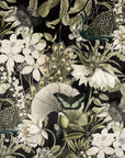 Peacock, butterfly Velvet cylinder lampshade, in black, extra tall lampshade