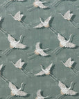 Flying Birds Olive Cotton Lampshade | Extra Tall Cylinder Ceiling Light Shade | Bespoke Handmade UK