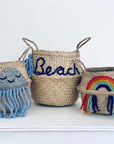 Blue Personalised tassel name basket - Extra Large