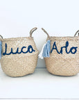 Blue Personalised tassel name basket - Extra Large