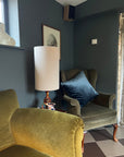 Cream velvet cylinder lampshade, extra tall lampshade