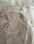 Cream and neutral Silk Pillowcase in hand painted 'Graceful' print, Standard size Oxford style Pillowcase