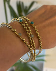 Labradorite/Turquoise/Moonstone Beaded Brass Bangle