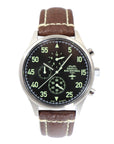 B-25 Mitchell Tribute - Stainless Steel, Brush Finish, Black Dial, Brown Leather Stitched Band