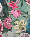 Peacock floral Velvet cylinder lampshade, extra tall lampshade, duck egg