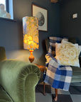 Floral midnight Velvet cylinder lampshade, extra tall lampshade