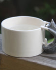 Grey Blue Cat Handle Mug – Handcrafted Ceramic