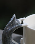 Grey Blue Cat Handle Mug – Handcrafted Ceramic