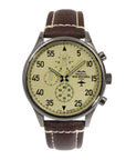 B-25 Mitchell Tribute - Stainless Steel, Polished Finish, Beige Dial, Brown Leather Band with Stitching
