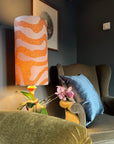 Sandstone Wiggle Lampshade | Extra Tall Cylinder Ceiling Light Shade | Bespoke Handmade UK