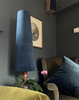 Navy Velvet Lampshade | Extra Tall Cone Light Shade | Bespoke Handmade UK