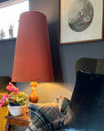 Burnt Orange Velvet Lampshade | Extra Tall Cone Light Shade | Bespoke Handmade UK
