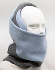 Felted Wool Tube Scarf in Medium Grey and Light Blue