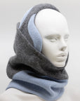 Felted Wool Earmuffs in Grey and Light Blue