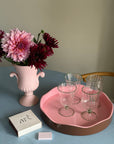 Allegra Round Wiggle Tray in Pink and Brown
