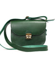 Natural Leather Saddle Bag in Green Medium Size
