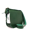 Large Natural Green Leather Saddle Bag