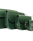 Natural Leather Saddle Bag in Green Medium Size
