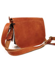 Natural Leather Saddle Bag Medium Light Brown