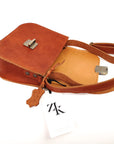 Natural Leather Saddle Bag Medium Light Brown