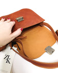 Natural Leather Saddle Bag Medium Light Brown