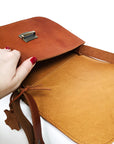 Light Brown Natural Leather Saddle Bag Large