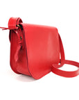 Natural Leather Saddle Bag in Red Medium Size