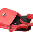 Large Natural Leather Saddle Bag in Red