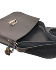 Natural Leather Saddle Bag Large in Black