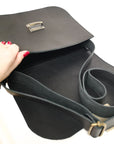 Natural Leather Saddle Bag Large in Black