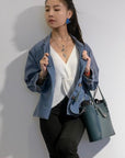Leather Mini Twist Lock Shopper Bag - Pine