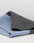 Felted Wool Tube Scarf in Medium Grey and Light Blue