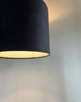 Black velvet drum lampshade/ ceiling shade with a white lining