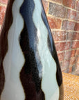 Black and white striped vase