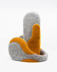 Felted Wool Earmuffs in Light Grey and Curcuma