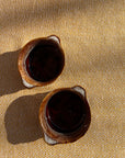 Pair of ceramic drip glaze ramekins