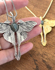 Gold/Silver Luna Moth Necklace – Nature-Inspired Boho Statement Pendant