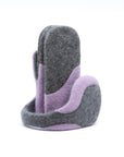Felted Wool Earmuffs in Medium Grey and Lilac
