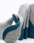 Felted Wool Earmuffs in Light Grey and Aquamarine