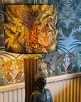 Bengal tiger velvet, drum lampshade /ceiling shade with a white lining