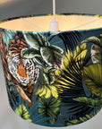 Bengal tiger velvet, drum lampshade /ceiling shade with a white lining