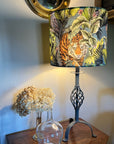 Bengal tiger velvet, drum lampshade /ceiling shade with a white lining