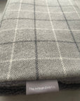 Harris Grey Check Pet Blanket | Reversible Sherpa Fleece | Handmade Luxury Dog Throw | Customisable UK