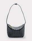 Genuine Leather Woven Style Boxed Pouch Bag