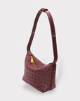 Genuine Leather Woven Style Boxed Pouch Bag