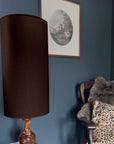 Brown Cotton Lampshade | Extra Tall Cylinder Ceiling Light Shade | Bespoke Handmade UK